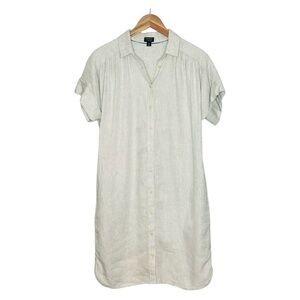 J. Crew Irish Linen Baird McNutt Dress Size XS Button Up Short Sleeve Tan Cream